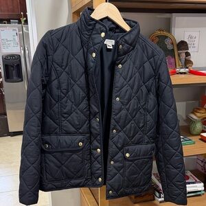 J. Crew Black Quilted Jacket with Gold Accents